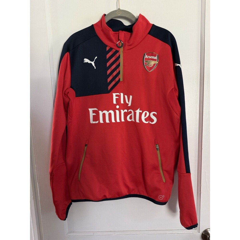 PUMA Arsenal 2015-16 Training Jacket Men's Medium Red 1/4 Zip Fly Emirates